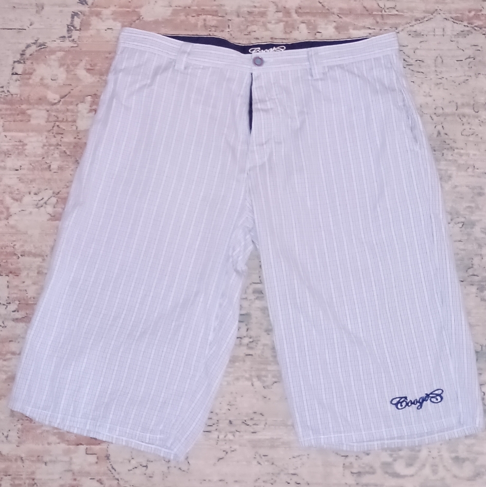 Coogi Lavender Blue Plaid Striped Seersucker Shorts 42